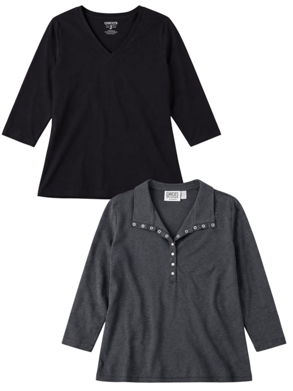 Chico’s top basic minimal long sleeve bundle size L - Picture 2 of 8